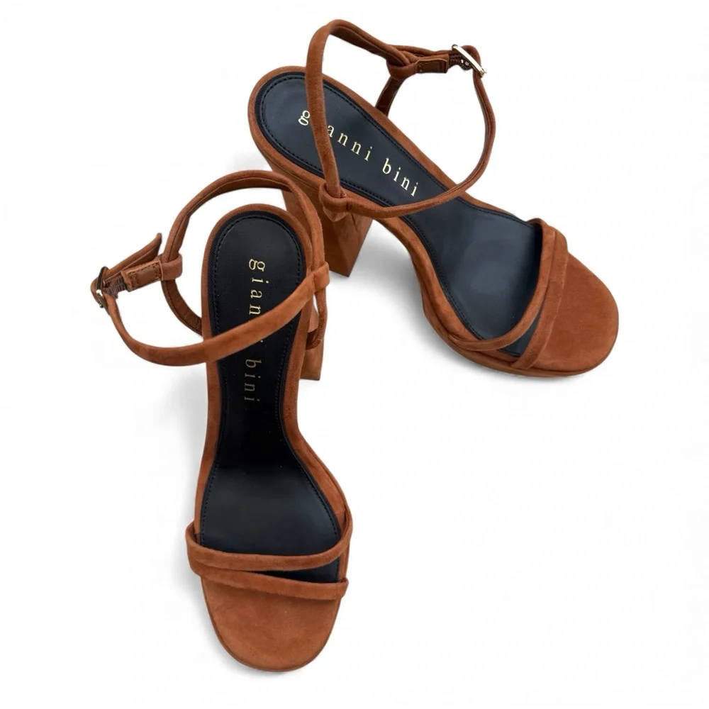 Gianni Bini Suede Heeled Sandals Brown NWT Size 10
